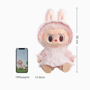 Popmart Park's limited-edition MOKOKO Sweetheart series labubu plastic plushie pendant figurine<span> - </span>Pink rubber-coated plush doll 【mokoko1.0 large】