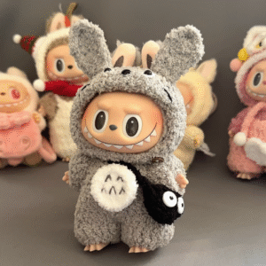 #1Labubu Cozy Critters Plush Set - Popmart Fuzzy Animal Series (Interactive & Poseable)<span> - </span>Chinchillas 3-piece set (excluding children)