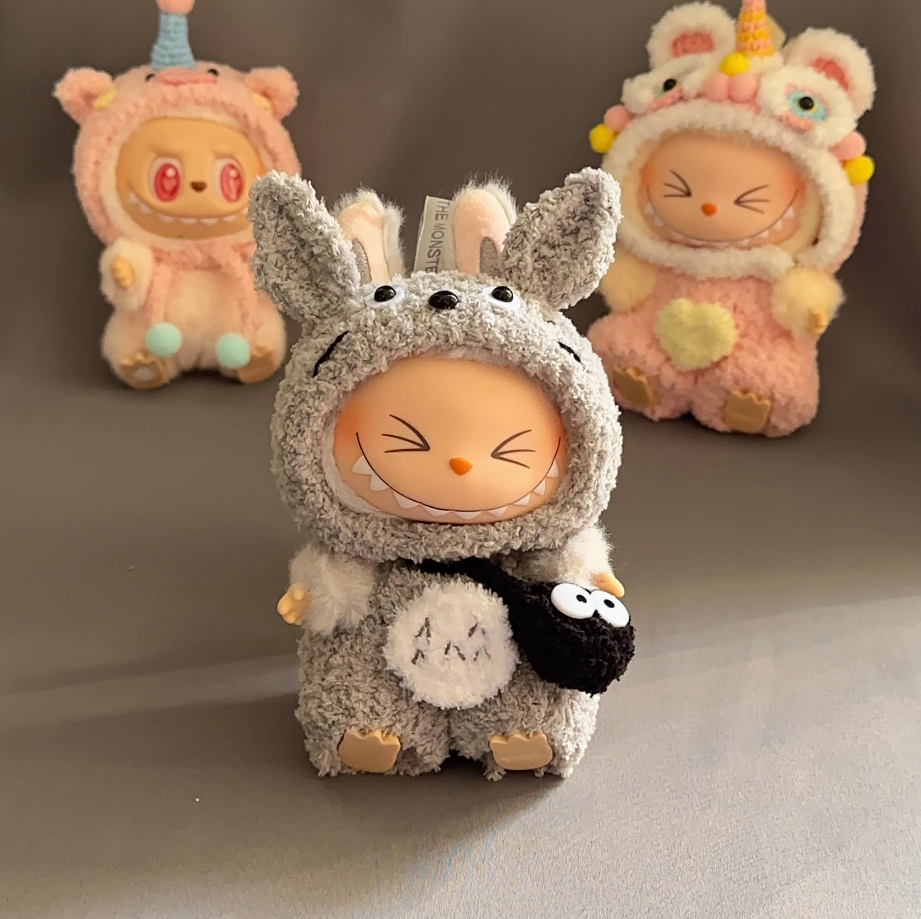 #1Labubu Cozy Critters Plush Set – Popmart Fuzzy Animal Series (Interactive & Poseable)
