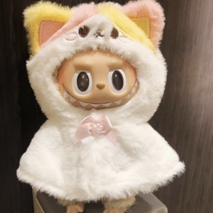 #3Labubu Snowy Snuggle Plush - Popmart Kawaii Animal Series (Removable Bow & Glow Ears)