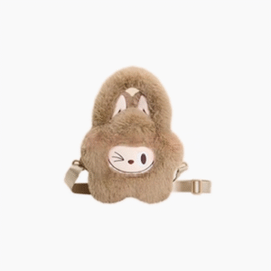 POPMART Foam Marte LABUBUB Christmas Gloves Shoulder plush Flip Tote figure crossbody bag around<span> - </span>Plush flower bag - Brown